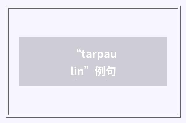 “tarpaulin”例句