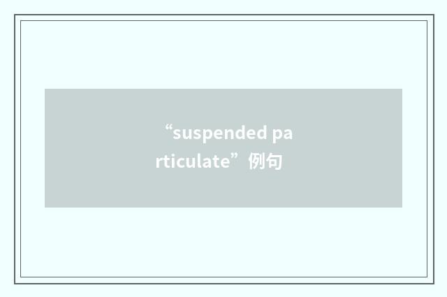 “suspended particulate”例句