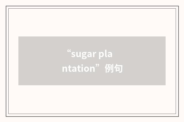 “sugar plantation”例句