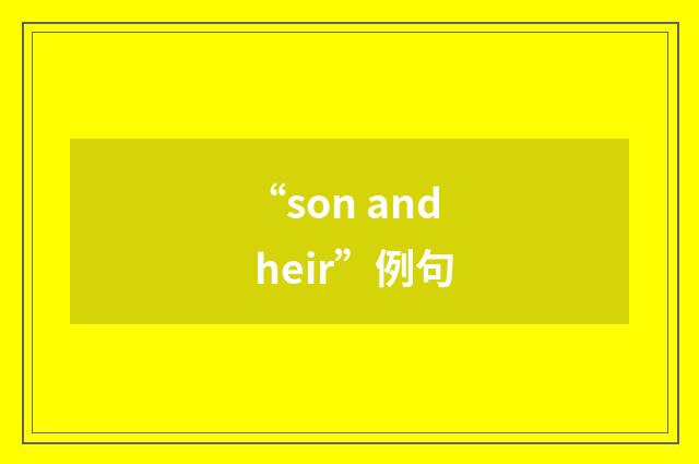 “son and heir”例句