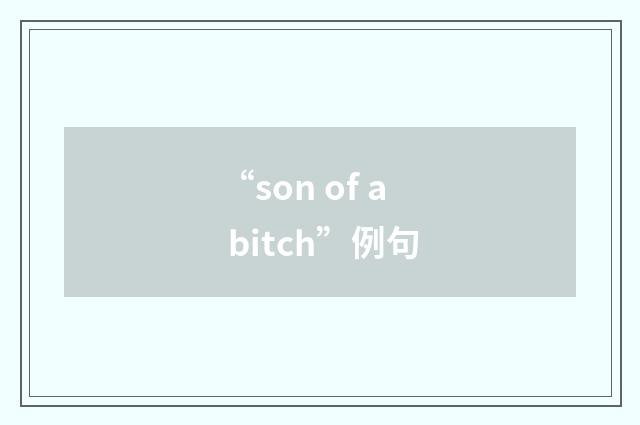 “son of a bitch”例句