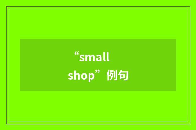 “small shop”例句
