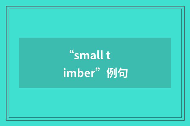 “small timber”例句
