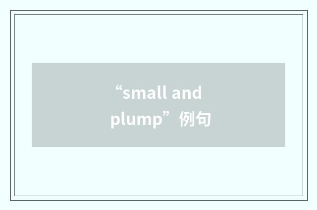 “small and plump”例句