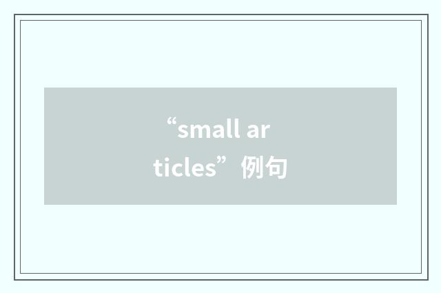 “small articles”例句