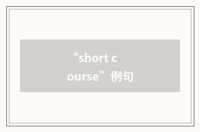 “short course”例句