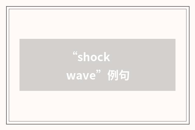 “shock wave”例句