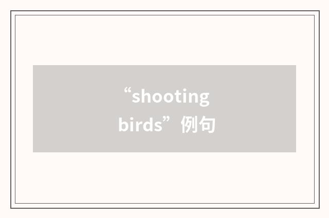 “shooting birds”例句