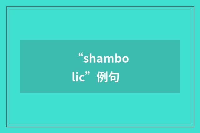 “shambolic”例句