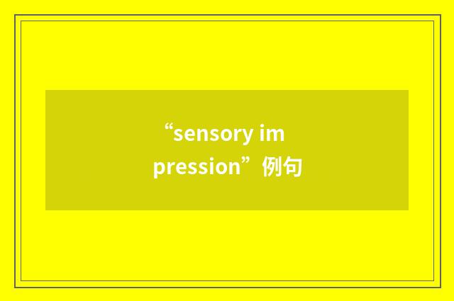 “sensory impression”例句