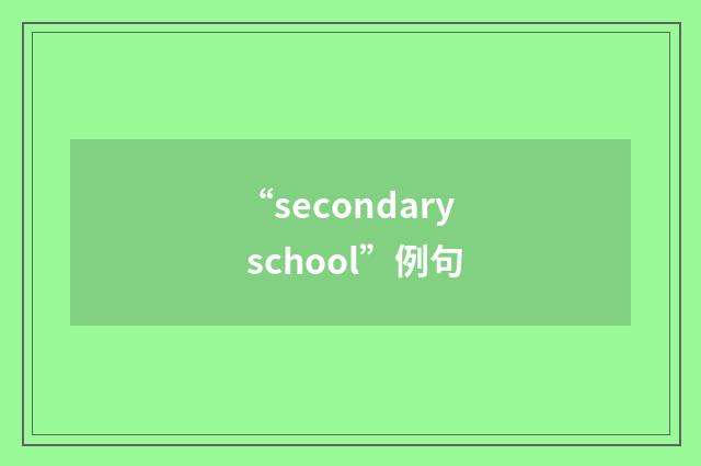 “secondary school”例句