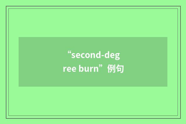 “second-degree burn”例句