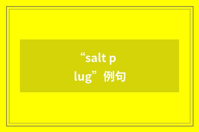 “salt plug”例句
