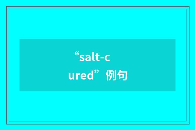 “salt-cured”例句