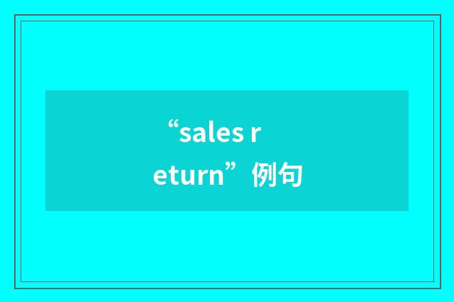 “sales return”例句