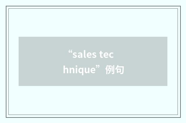 “sales technique”例句
