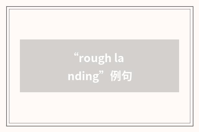 “rough landing”例句