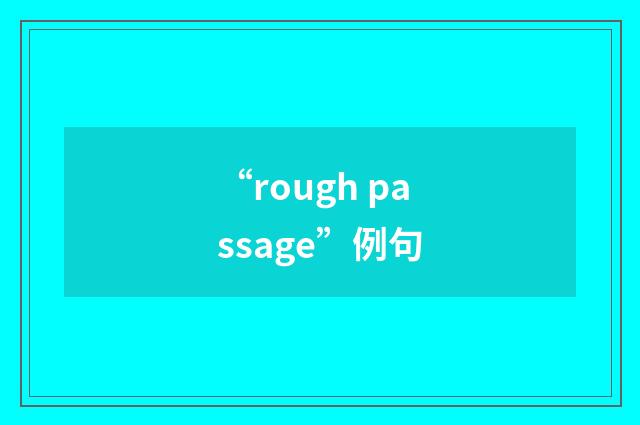 “rough passage”例句