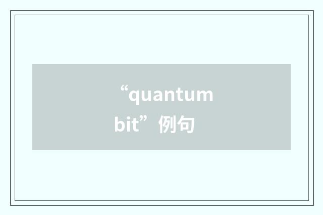 “quantum bit”例句