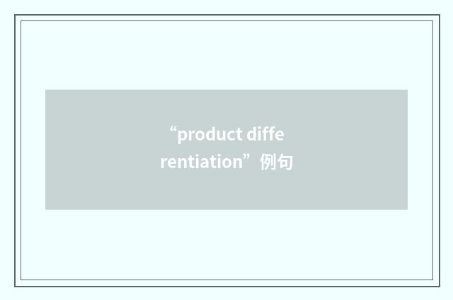 “product differentiation”例句
