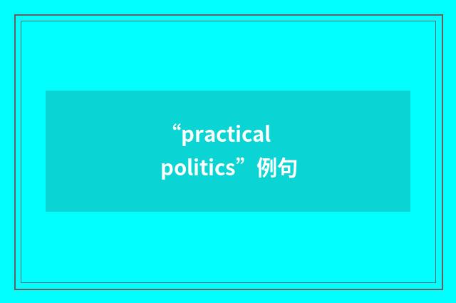 “practical politics”例句