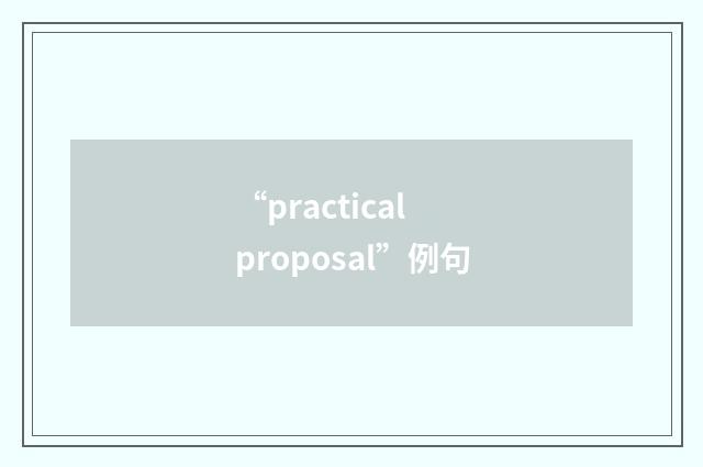 “practical proposal”例句