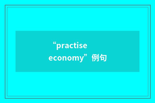 “practise economy”例句
