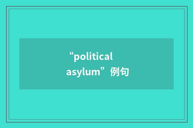 “political asylum”例句
