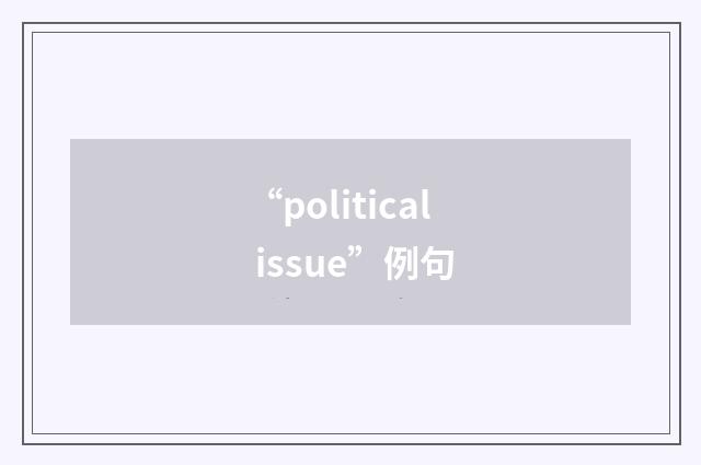 “political issue”例句