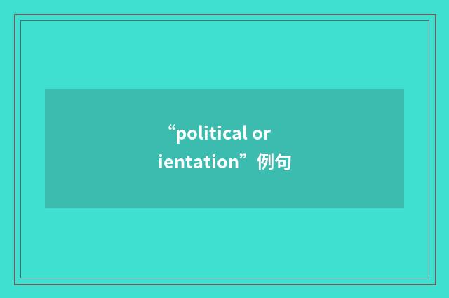 “political orientation”例句