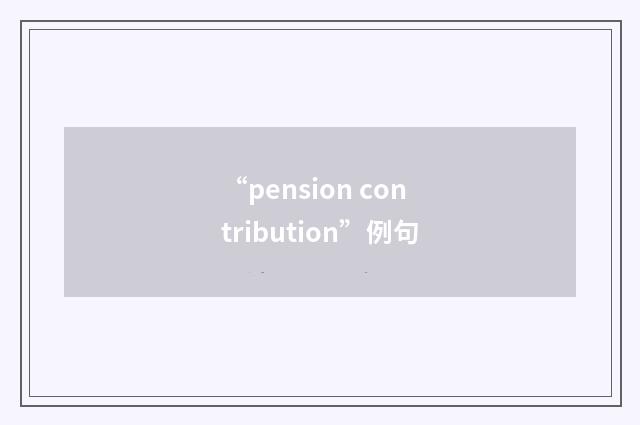 “pension contribution”例句