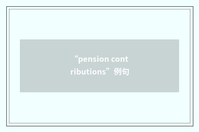“pension contributions”例句