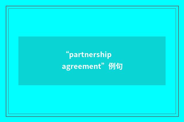 “partnership agreement”例句