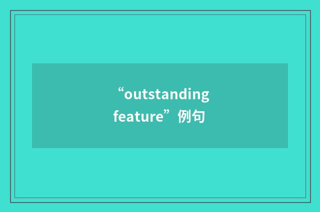 “outstanding feature”例句