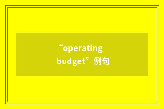“operating budget”例句