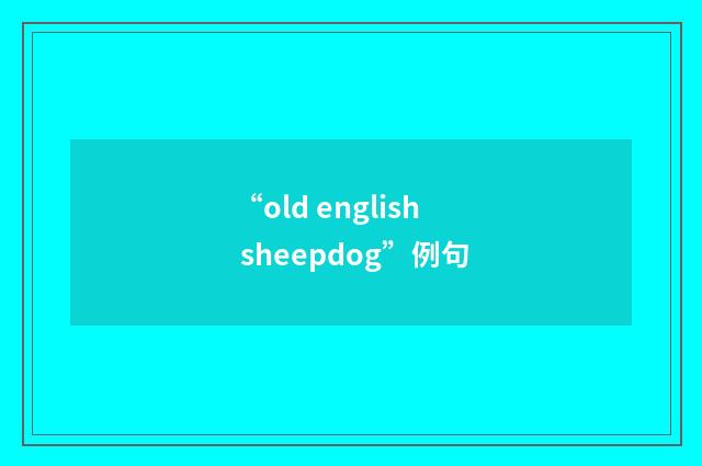 “old english sheepdog”例句