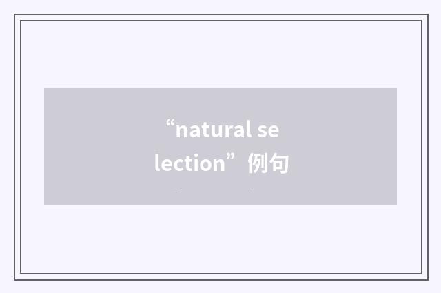 “natural selection”例句