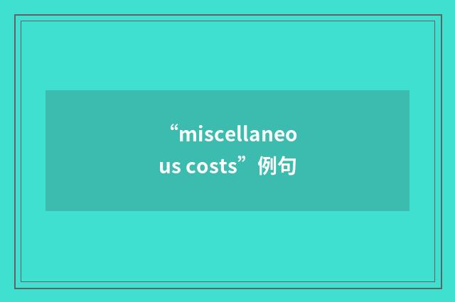 “miscellaneous costs”例句