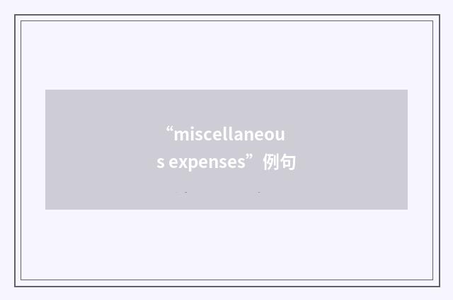 “miscellaneous expenses”例句