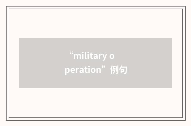 “military operation”例句