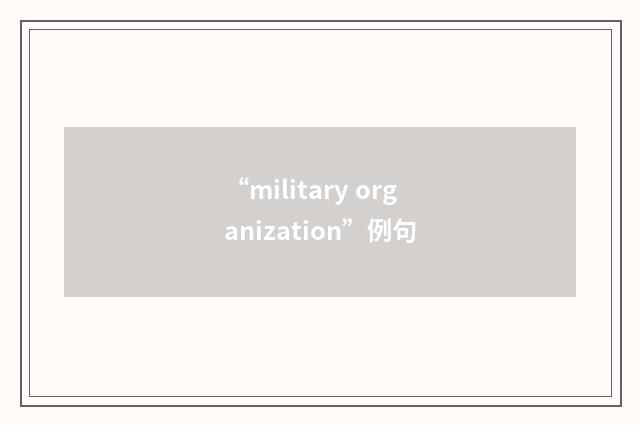 “military organization”例句