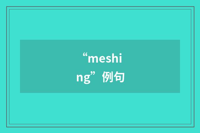 “meshing”例句