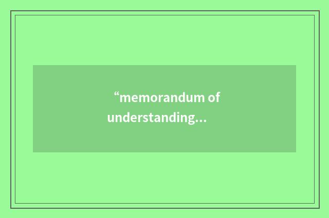 “memorandum of understanding”例句