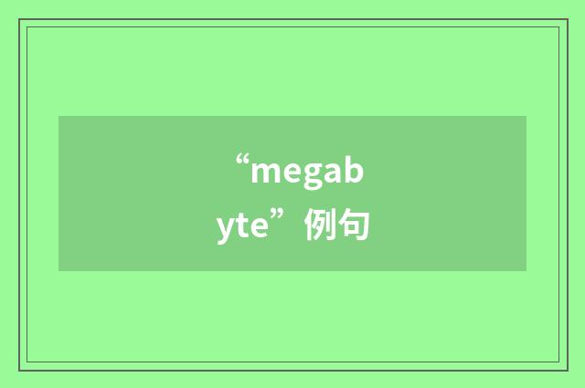 “megabyte”例句