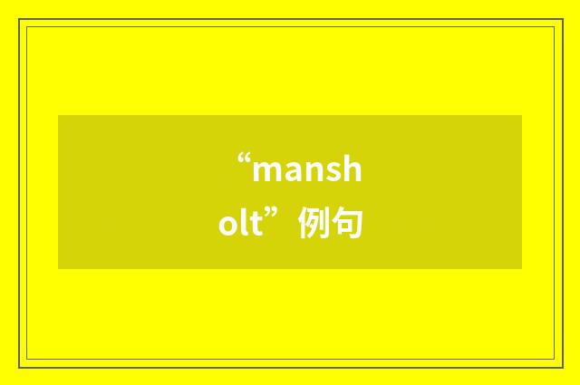“mansholt”例句