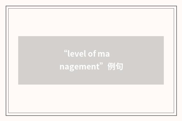 “level of management”例句