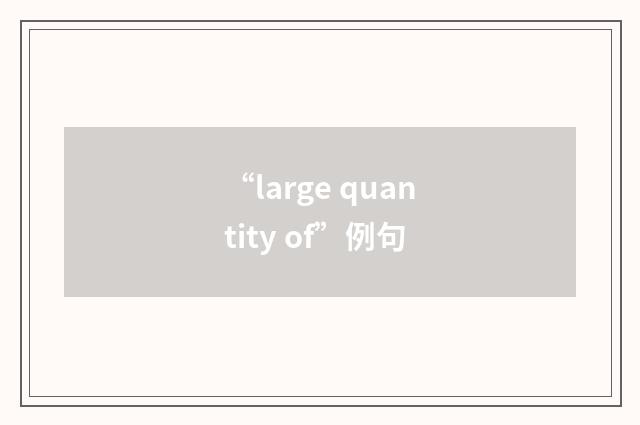 “large quantity of”例句