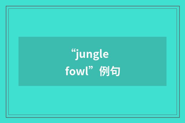 “jungle fowl”例句