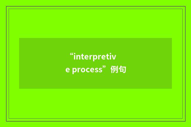 “interpretive process”例句