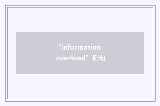 “information overload”例句